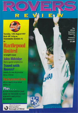 Tranmere Rovers v Hartlepool United Match Programme 1997-08-12